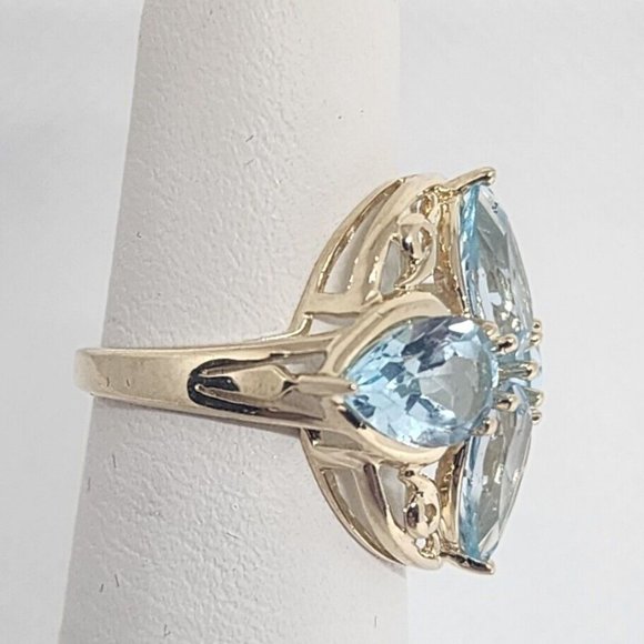 10K YELLOW GOLD & TOPAZ RING SIZE 4 - Picture 2 of 9